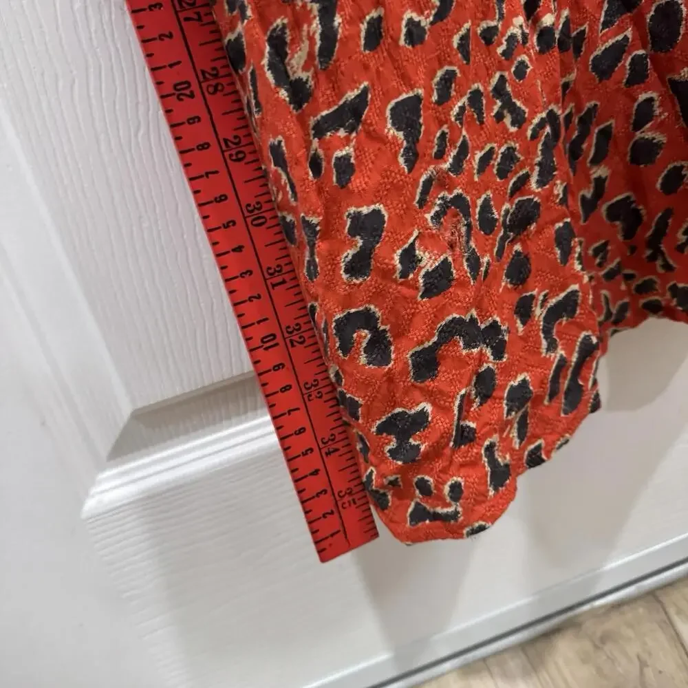 Free People Cest Moi Leopard Print Long Maxi Top, Orange Red,‎ Medium, RRP $148